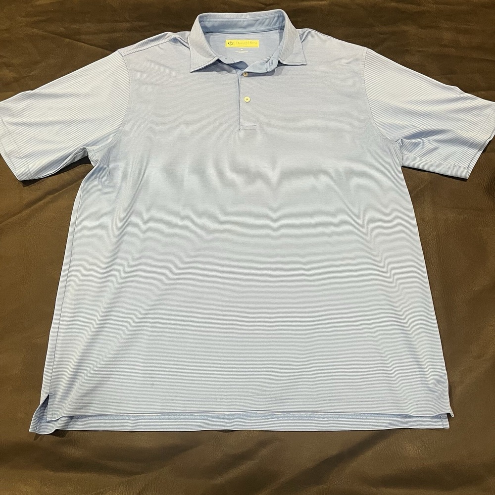Donald Ross Polo Shirt Mens XL Blue Performance Stretch Lightweight Golf Preppy
